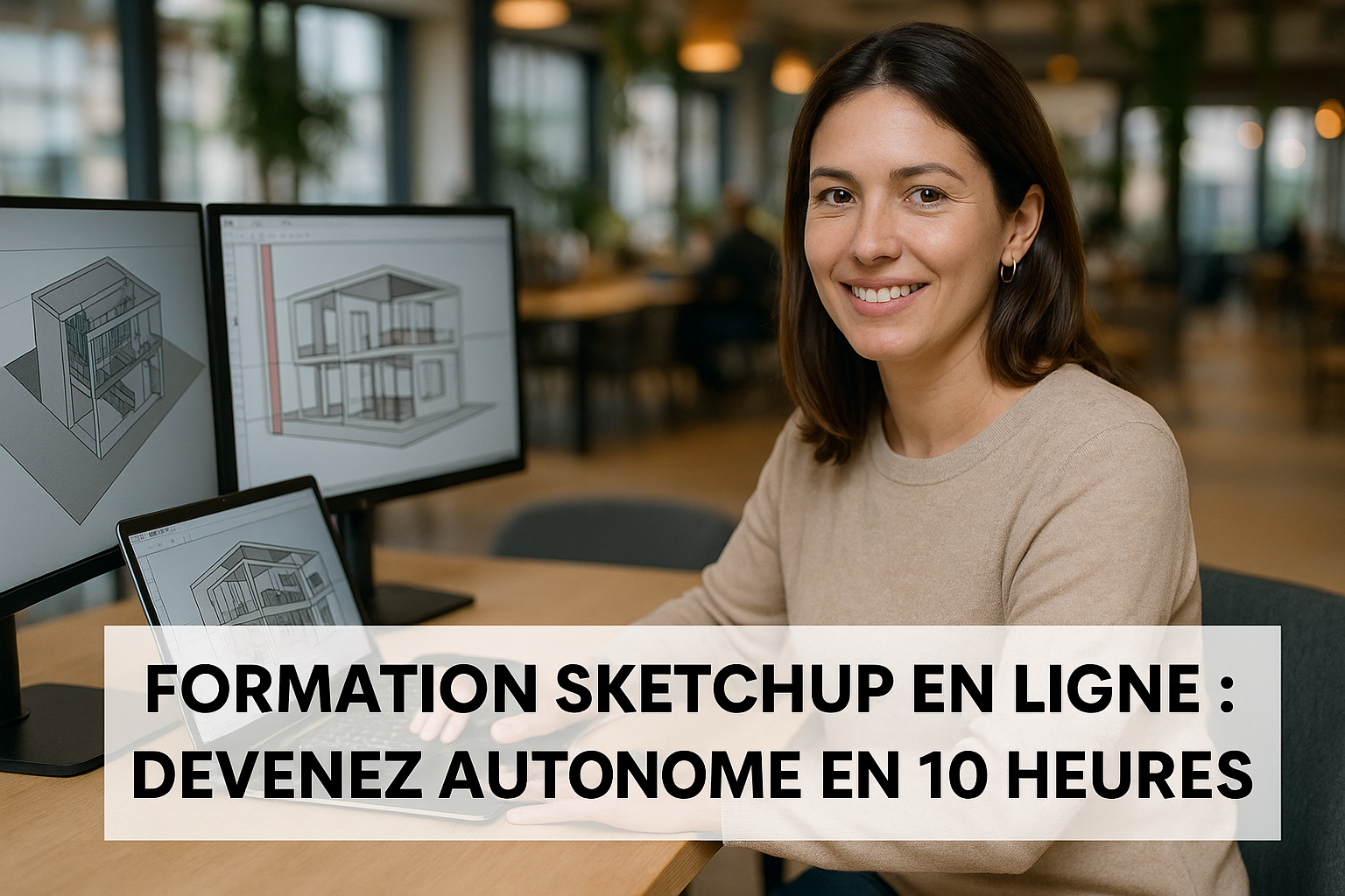 Formation SketchUp en ligne pour maîtriser la modélisation 3D, création de plans, et design d'architecture.